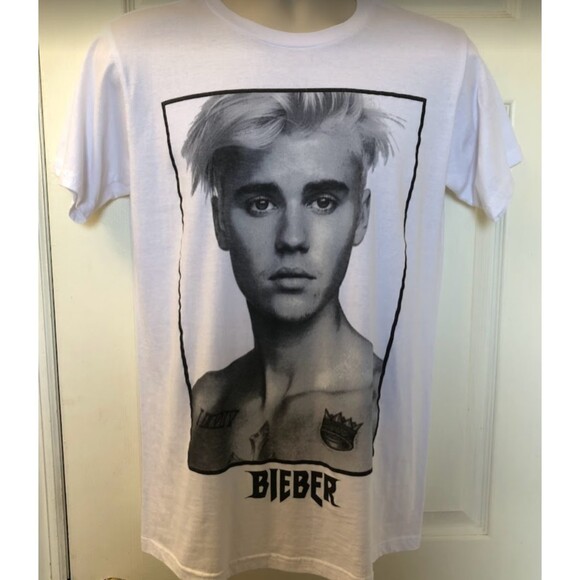 Justin Bieber Men's Unisex White Graphic T-Shirt Purpose Tour Concert Tee Medium - Picture 1 of 6